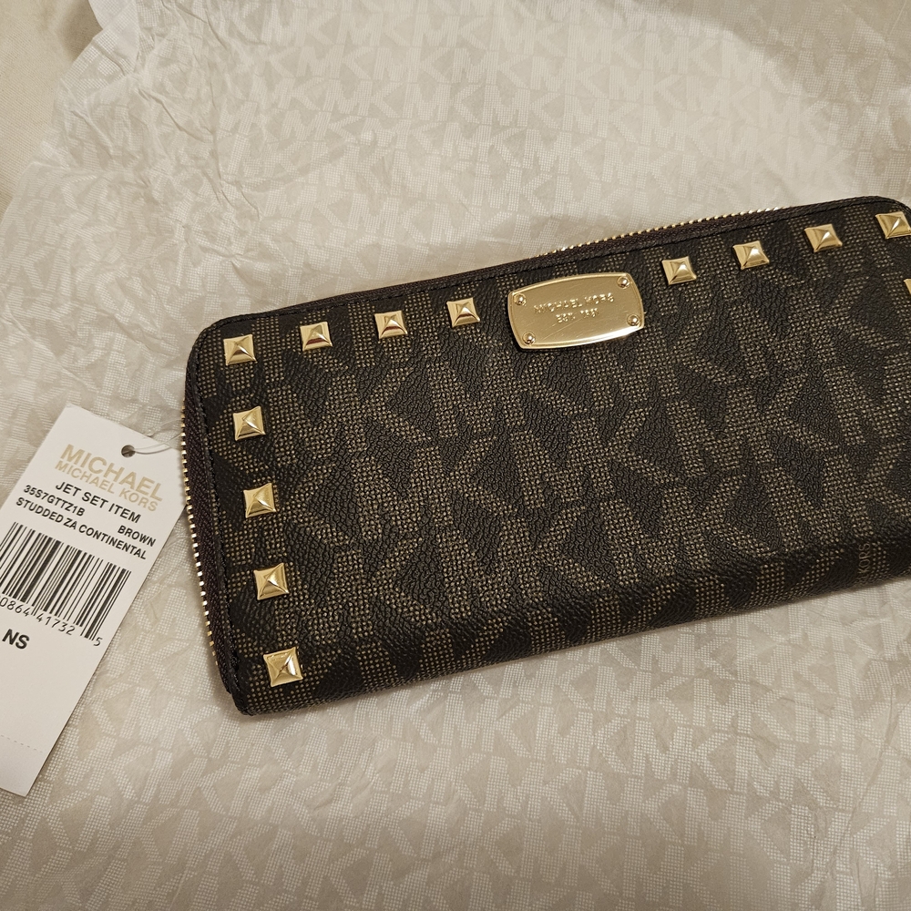 Michael Kors Brown Studded Wallet